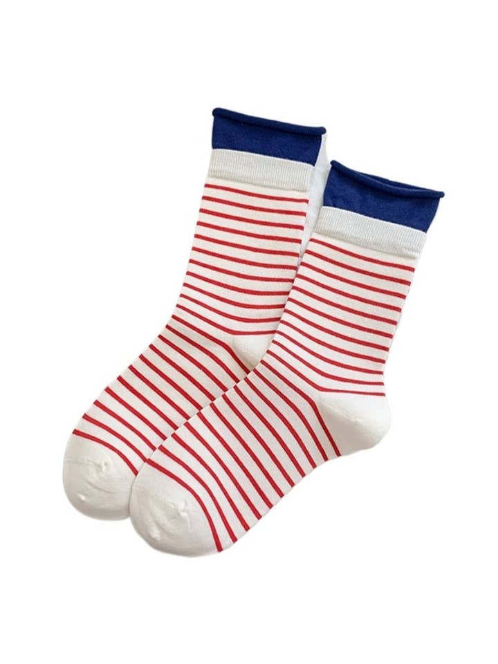 Funkyrel® Atzbranding Limited - Wholesale Socks – Women's - Rufia - Stripe Color-Block Mid-Calf Capsule Socks3