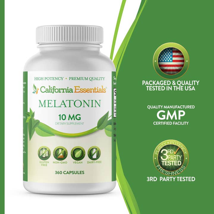 California Essentials - Wholesale Oral Supplement/Vitamin - Melatonin Natural Sleep Aid Supplement - 10mg Gluten Free12