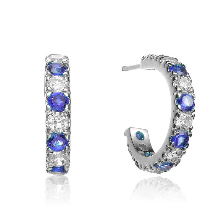 Genevive - Wholesale Hoop Earrings - Sterling Silver Cubic Zirconia Hoop Earrings