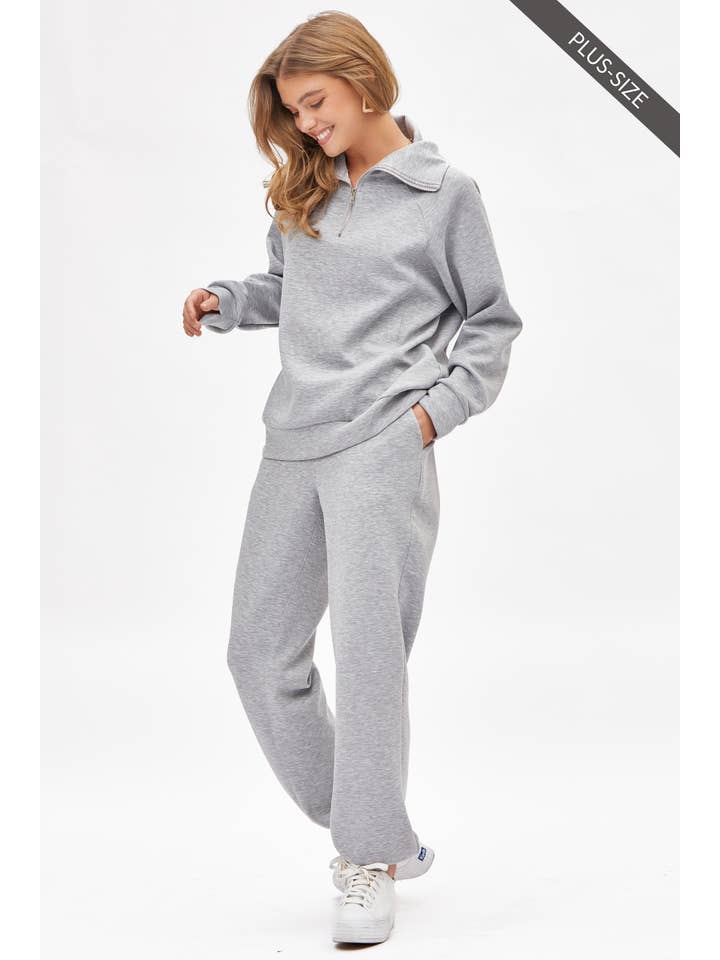 Dear Scarlett - Wholesale Lounge Sweatpants/Joggers - Women's - PLUS SIZE Quarter Zip Pullover + Jogger Modal Travel Set