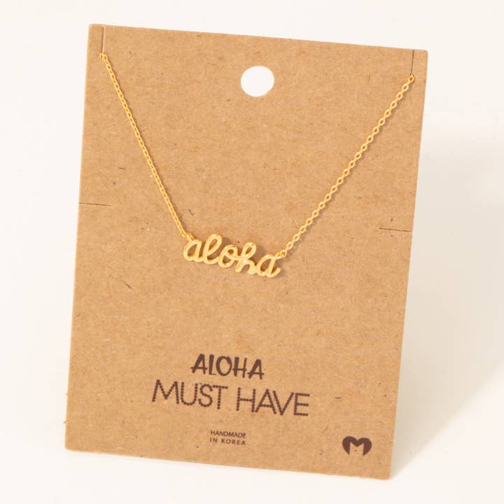 Fame Accessories - Wholesale Pendant/Charm Necklace - Aloha Print Classic Necklace