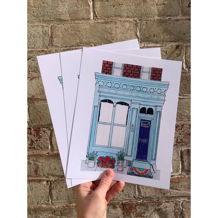 Tabouret bleu clair imprimé 8 x 10 pour la vente par ArtByAlicia