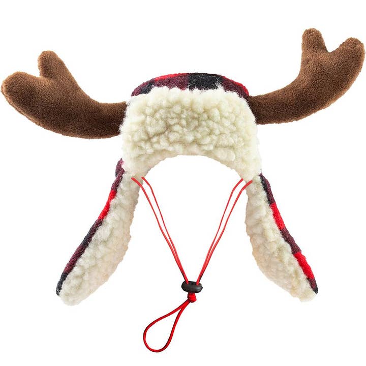 Huxley & Kent - Wholesale Pet Hat - Dog - Buffalo Check Antler Hat with SnugFit®