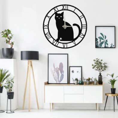 Reloj de pared de metal con gato para venta al por mayor de benjashop