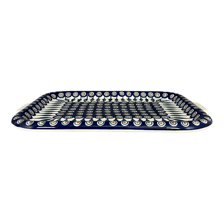 Polish Pottery Outlet - Wholesale Baking Sheet/Mat - Cookie Sheet, 11.5" x 16" in "Peacock" by Manufaktura | T139T-54