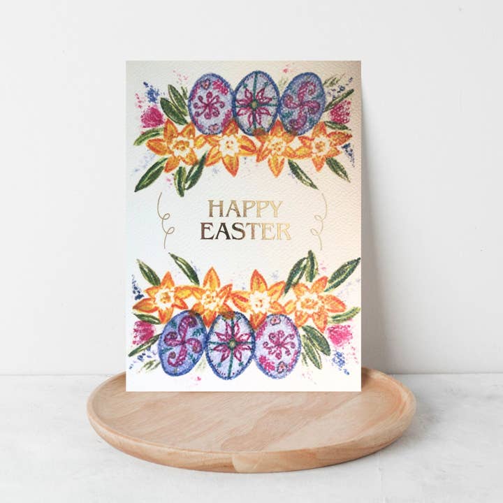 Happy Easter handpainted watercolour greeting card for wholesale by JoiebyLise
