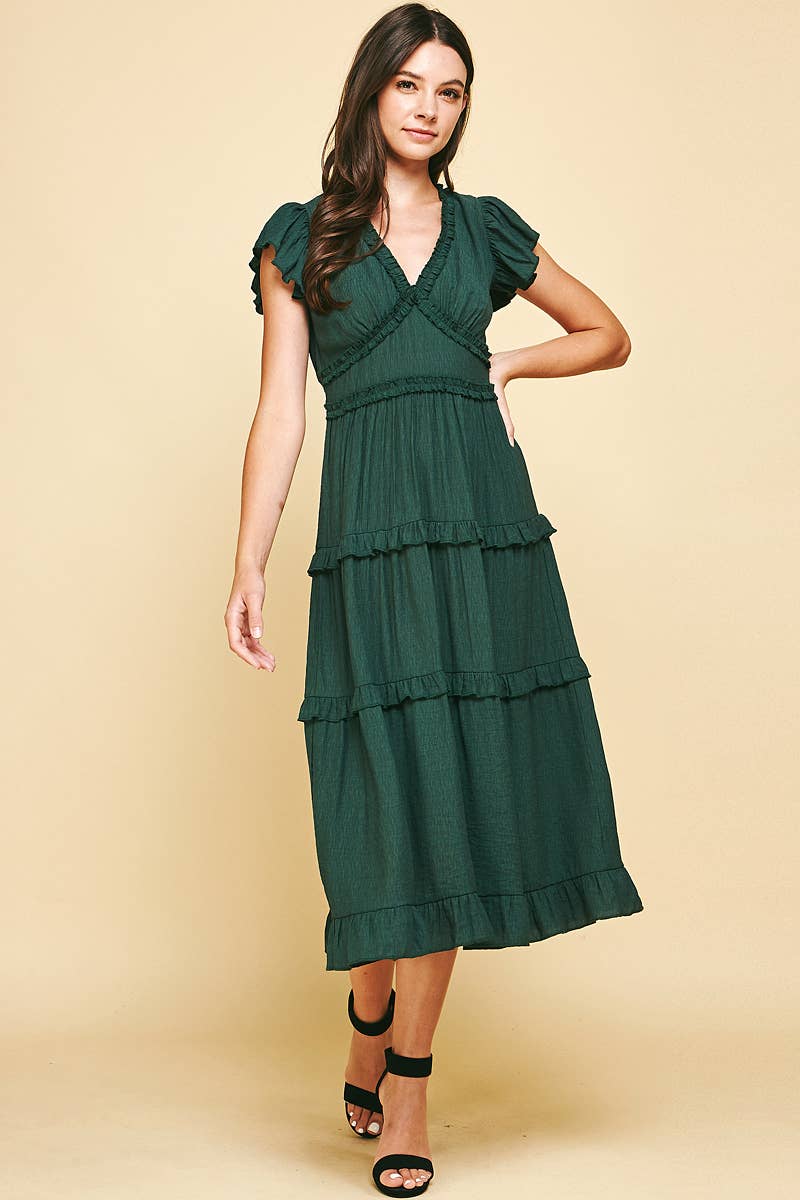 PINCH - Wholesale Dress - Women's - RUFFLED TEA LENGTH DRESS - 3597D44