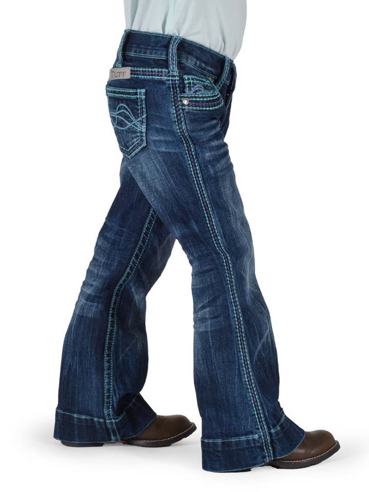 GIRLS Turquoise Hurricane Trouser for wholesale by Cowgirl Tuff Co. / B. Tuff Jeans