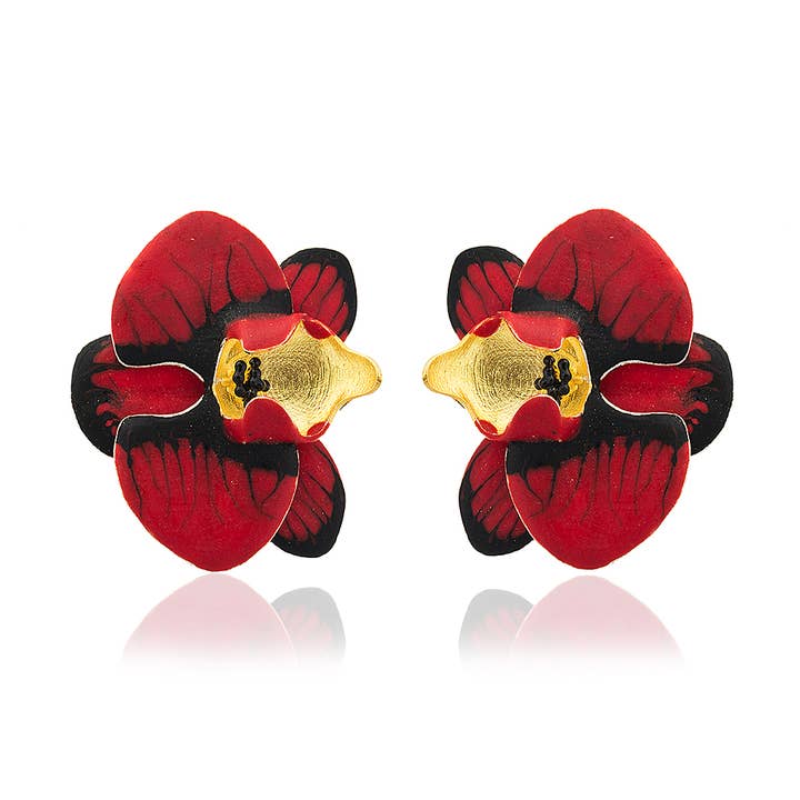 Orecchini a forma di fiore di orchidea per la vendita all'ingrosso da parte di Milou Jewelry