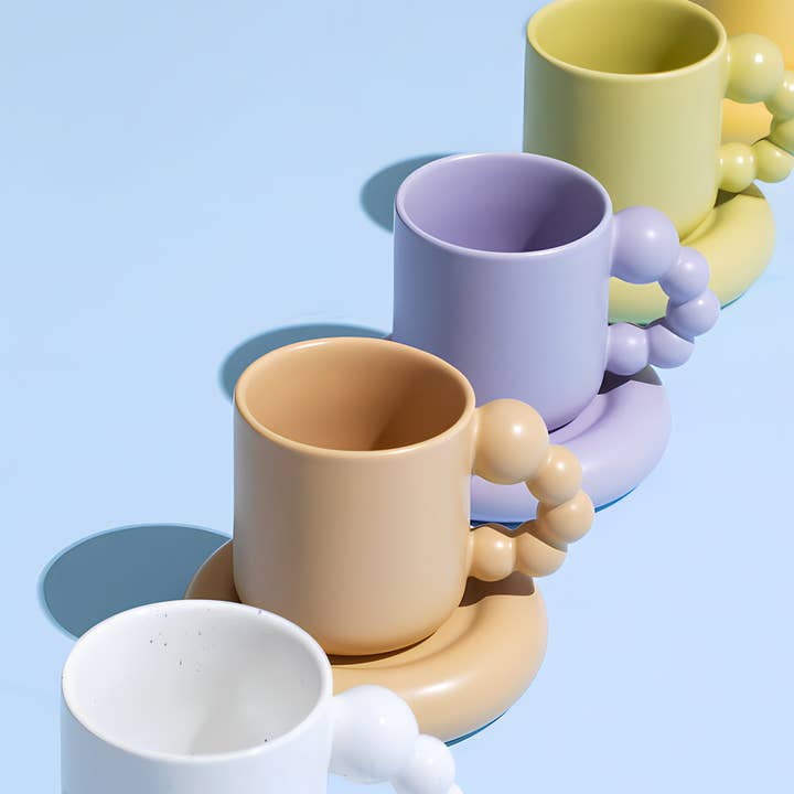 TUTU Home - Tableware & Decor - Vendita all'ingrosso Servizi da tè - Tazza in ceramica robusta con manico carino «Bulle» viola con piattino5