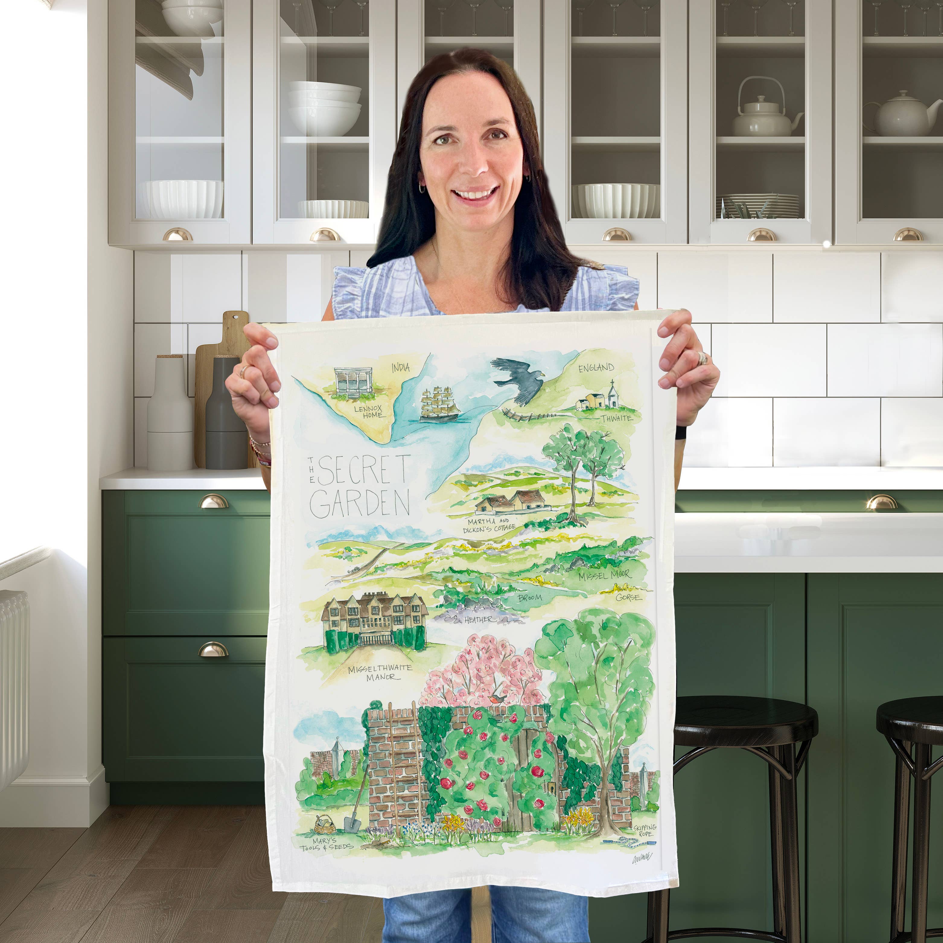 Elizabeth Wade Studio - Wholesale Tea Towel - Secret Garden Tea Towel1