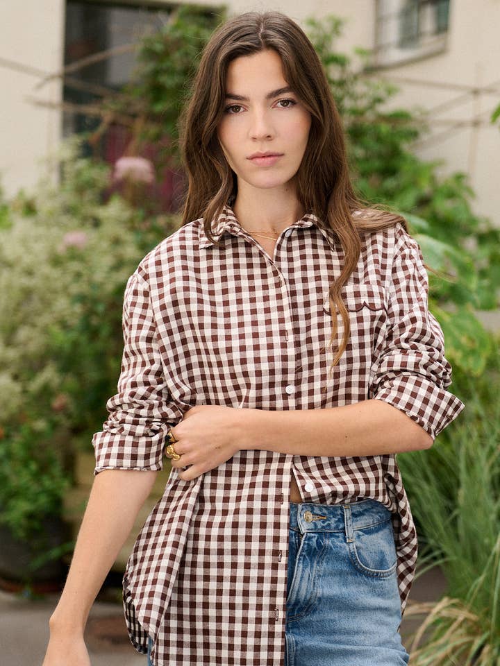Nathael Paris - Wholesale Shirt - Women's - Loose-fit gingham print cotton shirt8