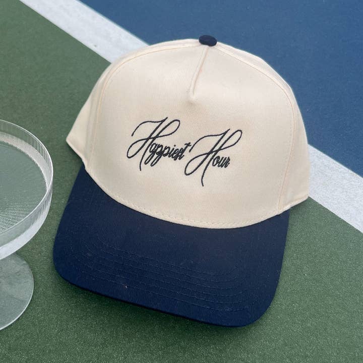 Ruby Moon - Wholesale Trucker Hat - Women's - Happiest Hour-Embroidered Trucker- Nvy/Natrl Hat Blk Thread0