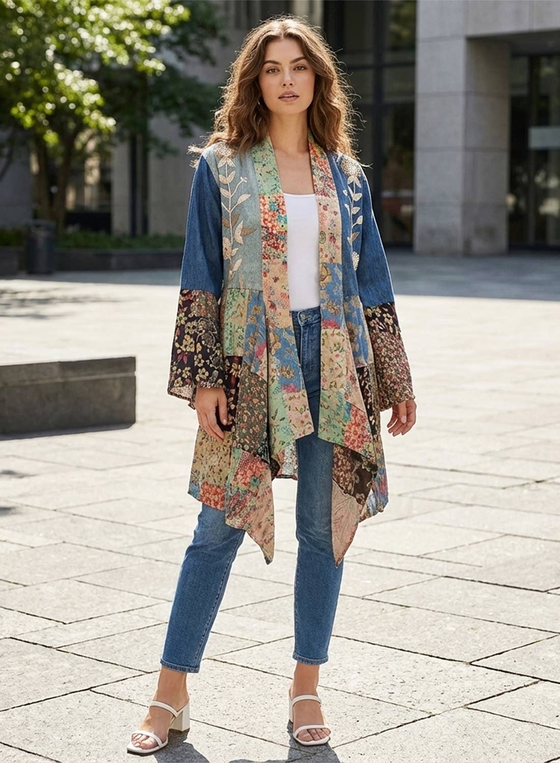 Young Threads - Wholesale Kimono - Women's - Western Boho Chic: Motif Embroidered Denim Long Shrug (NEW)6
