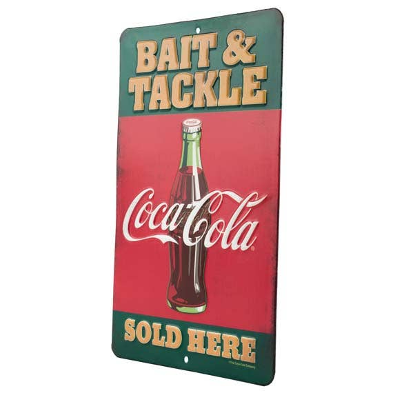 Open Road Brands, LLC - Vente Pancarte - Enseigne en métal embossée Coca-Cola Bait & Tackle1