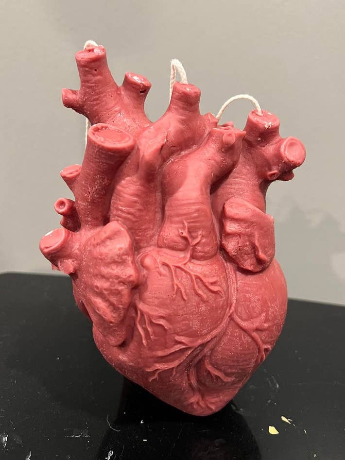 Bleeding Anatomical Heart Candle for wholesale by Susan Schomigs Creations