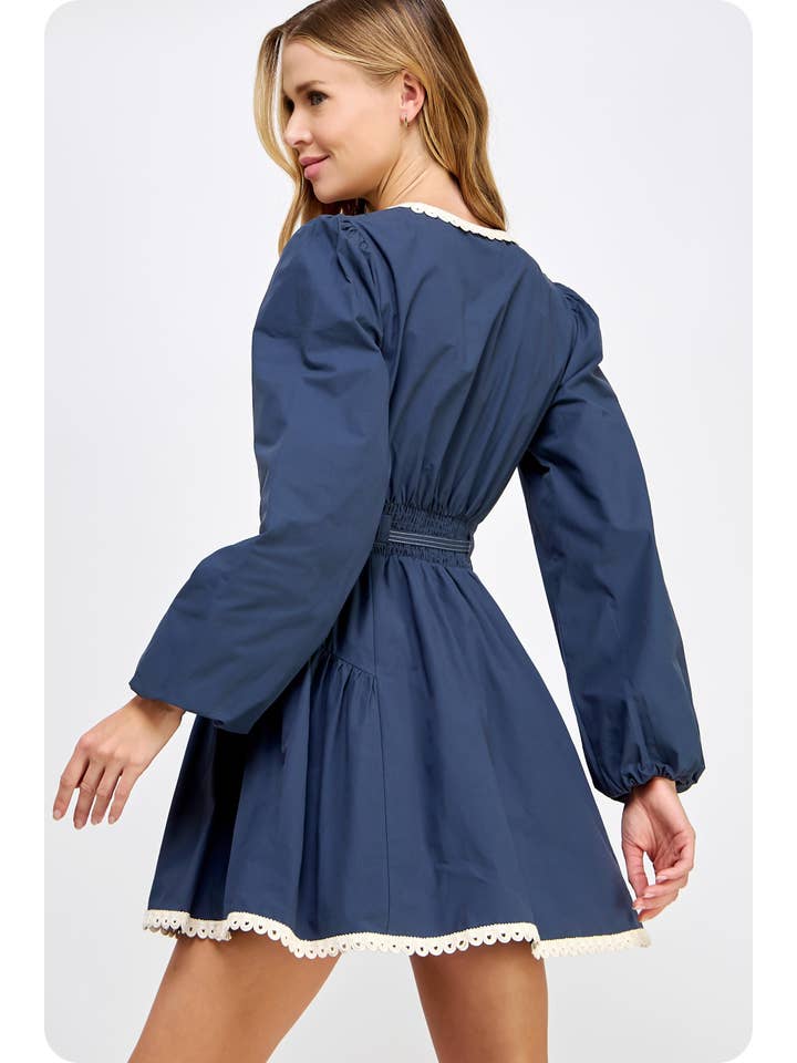 Strut & Bolt - Wholesale Dress - Women's - Lace Trim Detail Poplin Mini Dress2