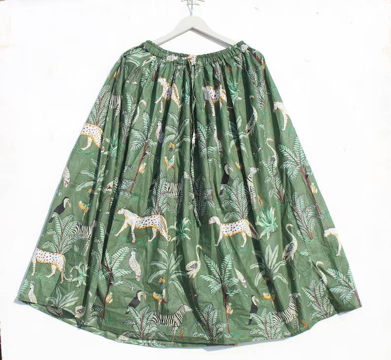 GYPSY STUDIO - Wholesale Skirt - Women's - Handmade Floral Boho Maxi Cotton Skirt Beach Wear