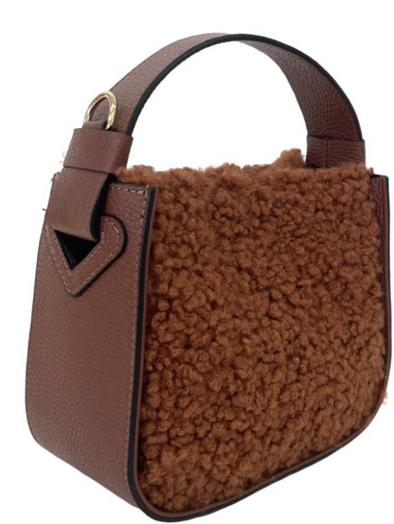 C016 Choco Luxurious Leather and Textured Bag JIJOU CAPRI for wholesale by JIJOU CAPRI