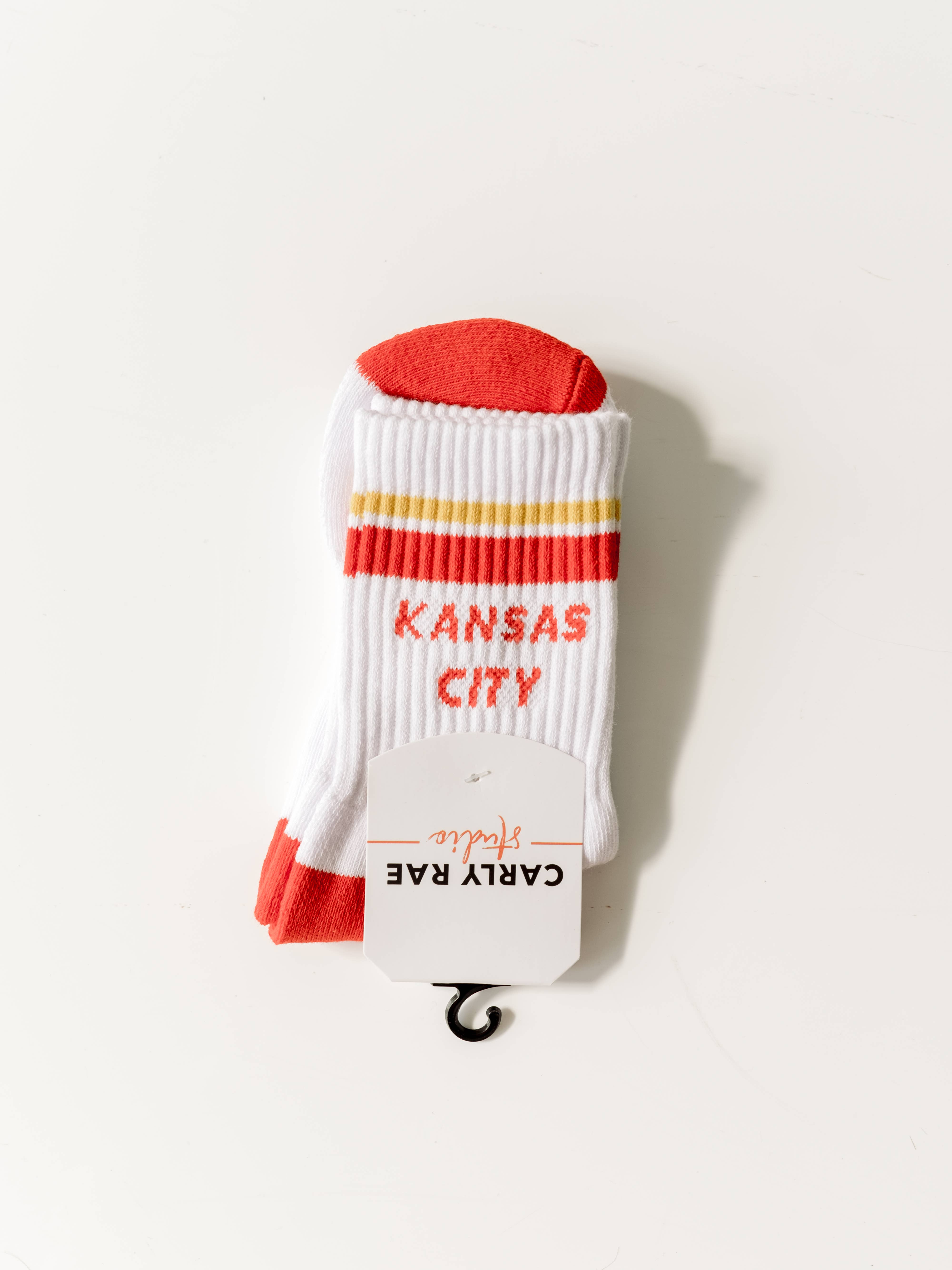 Carly Rae Studio - Wholesale Socks - Unisex - Kansas City Crew Socks - White w/ Red & Yellow