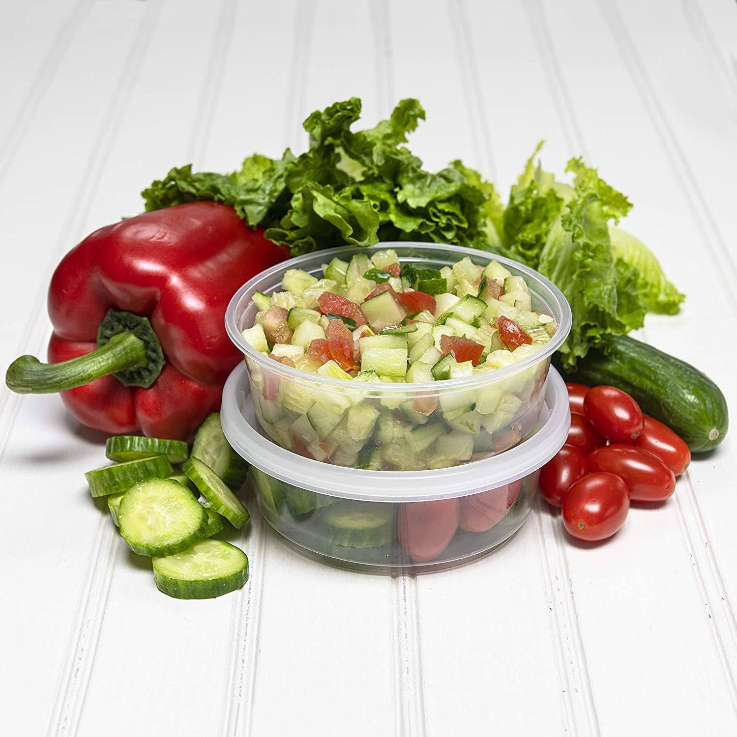 singleware – wholesale Matlåda – 8-ounce Clear Deli-behållare med lock | Stapelbar, BPA-fri matlagringsbehållaruppsättning | Återvinningsbar rymdbesparare lufttät behållare för köksförvaring, måltidsförberedelse, ta ut | 40-pack1