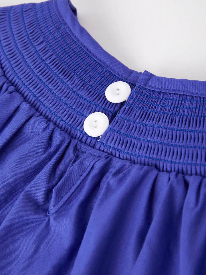 Rylee Faith Designs - Wholesale Dress - Kids - Back To School Apple Embroidery Blue Girls Dress