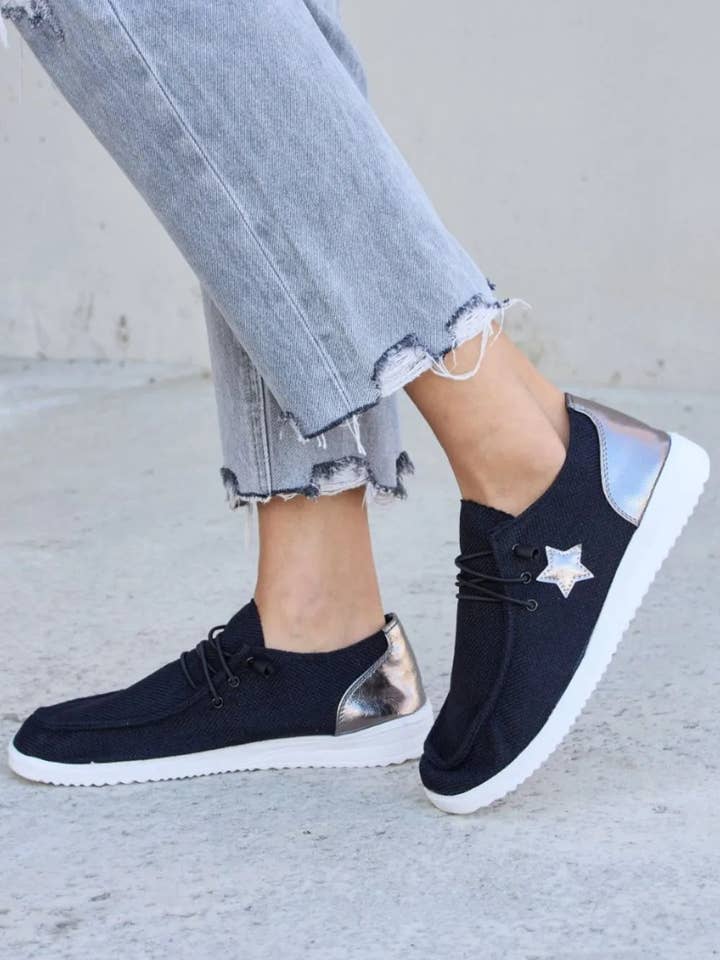 Espadrilles plates à lacets Forever Link Star pour la vente par Queenado