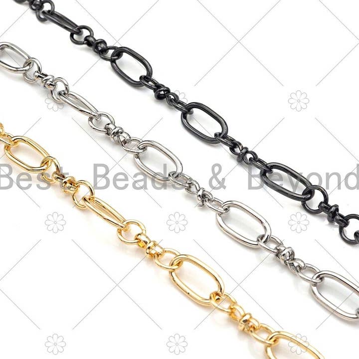 BestBeads&Beyond - Wholesale Link & Chain Necklace - High Quality Oval Round Link Chain , 18K Real Gold Plated Chain, Wholesale bulk Chain, 8x14mm, sku#M3241