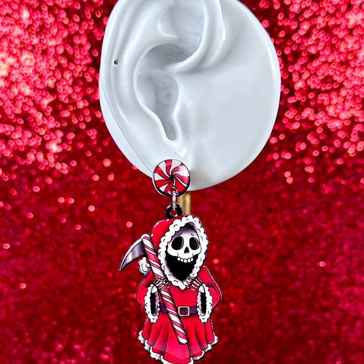 Sea Pixie Designs - Wholesale Dangle Earrings - Grim Reaper Santa Halloween & Christmas Dangle Earrings2