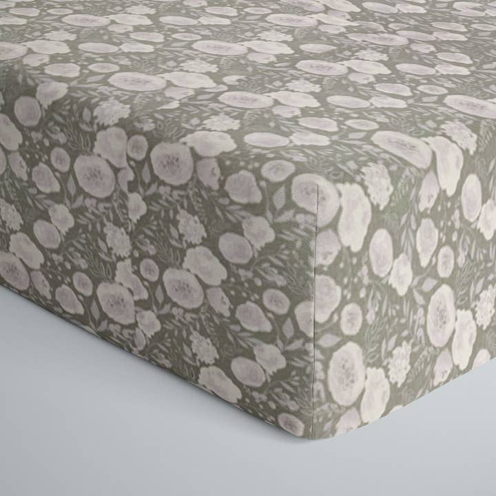 Sábana para cuna | Floral gris para venta al por mayor de One Kind Clothing