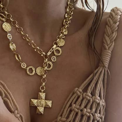 Gooddiy - Wholesale Link & Chain Necklace - Plated Retro Cross Plating Pendant Necklace wholesale3