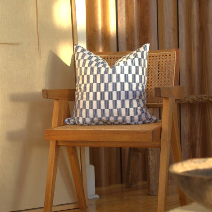 Kozify Decor Inc - Wholesale Throw Pillow Cover - Blue Blockprint Pillow Cover