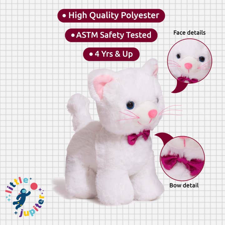 AYK Brand - Wholesale Stuffed/plush toy – Kids & baby - Little Jupiter Pet Plush Set with Bag - White Cat with Hot Pink Bag4