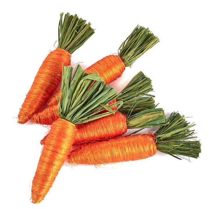 Factory Direct Craft - Wholesale Decorative Tabletop Object - Raffia Wrapped Faux Carrots (Bag of 6) -Select Size