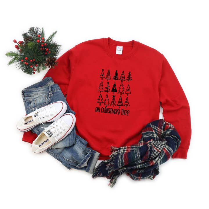Distressed Oh Christmas Tree | Sweatshirt for wholesale by Olive And Ivory Wholesale