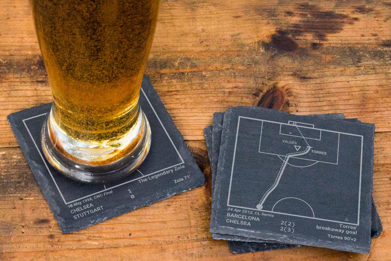 Playbook Products – Engroshandel Bordskånere – Største Chelsea-skuespil: Slate Coasters (Sæt med 4)2