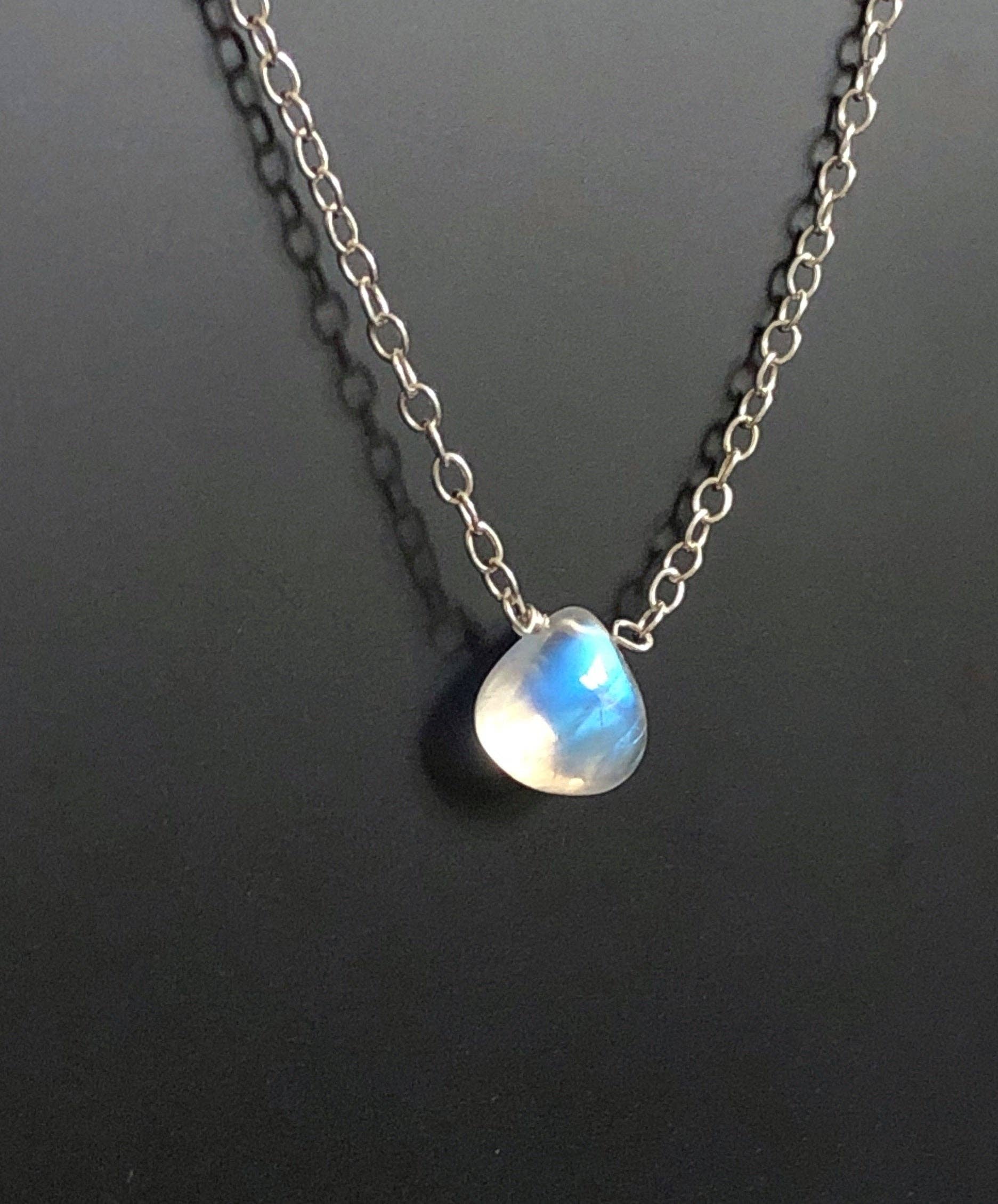 SEQAY - Wholesale Pendant/Charm Necklace - Delicate moonstone necklace, rainbow moonstone, 925 sterling silver, goldfill, rose gold filled, minimalistic jewelry for women2