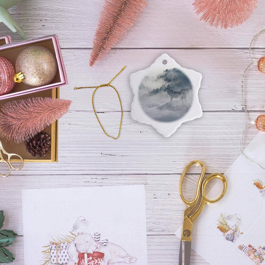 3dRose - Wholesale Ornament - 3dRose, Crying Wolf in Winter Mountains - Fantasy Wolves Animal Photography, Ornament5