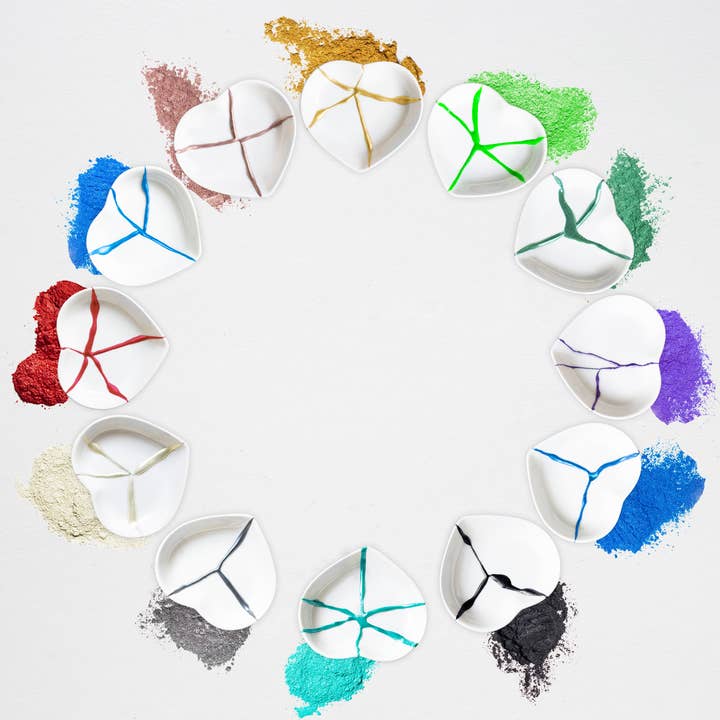 DIY Kits by Mora Approved - Kintsugi, Pottery & Art - Wholesale DIY craft kit - Kintsugi Kit XL for 2 with Ceramic Hearts - Gift for couples