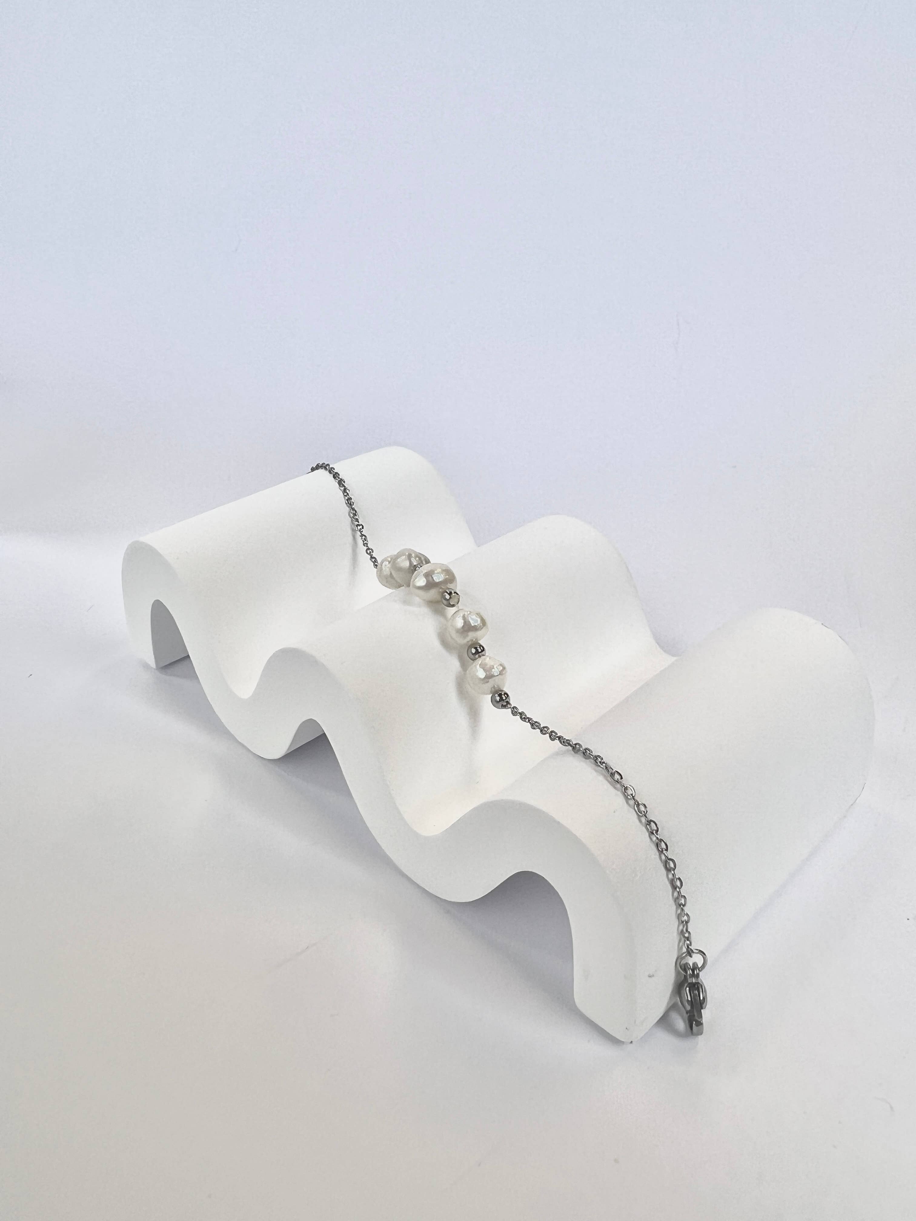 COSMOS - Vente Bracelet de perles - Bracelet Acier inoxydable en perles d’eau douce raffiné0