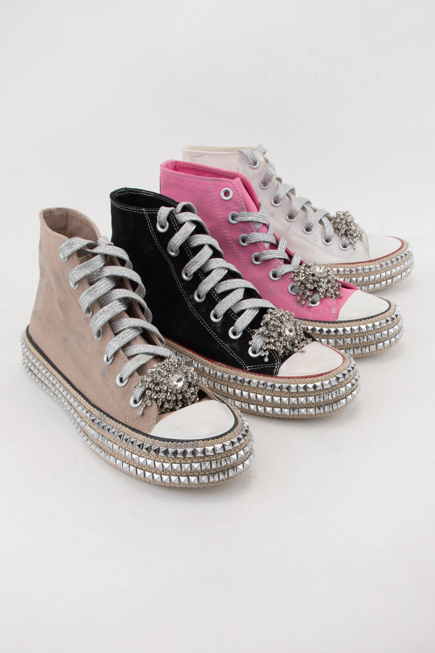 CCOCCI - Wholesale Lifestyle Sneakers - Women's - ASH-01 BEDAZZELED DECOR ROCKSTUD PLATFORM HIGH TOP SNEAKERS15