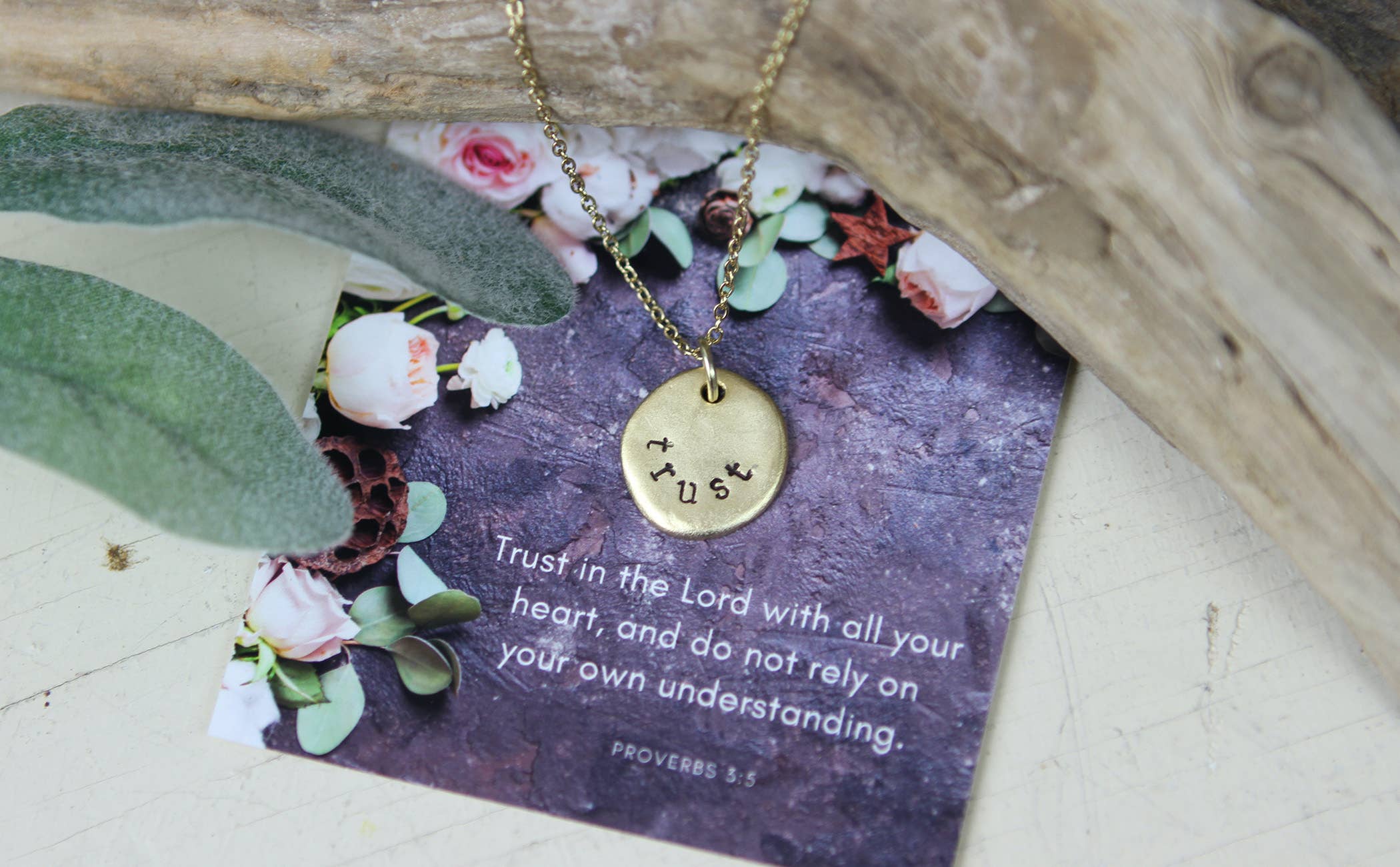 Jennifer Dahl Designs LLC – wholesale Pendant/charm necklace – Trust Hand Stamped Scripture Necklace1