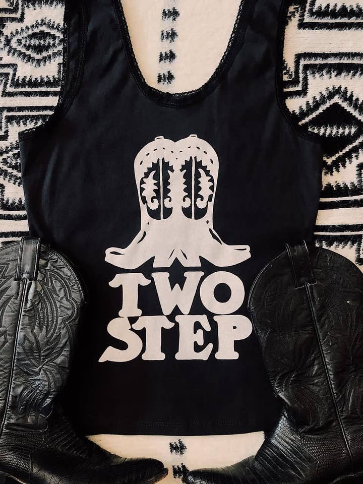 Two Step Lace Tank Blk/White for wholesale by Bandit Brand