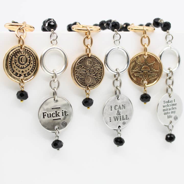 Katia Designs - Vendita all'ingrosso Girocollo/collier - Collana girocollo nera scintillante "Scegli il tuo messaggio"