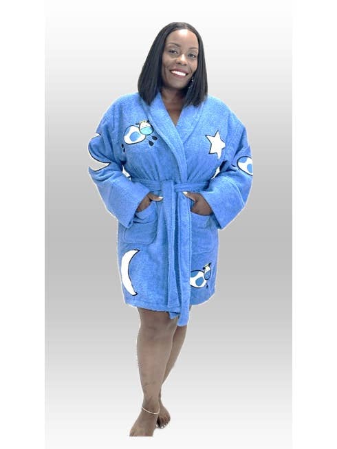 Aegean Apparel - Wholesale Badjas - Dames - Mandy Moo Applique korte badjas met badstof