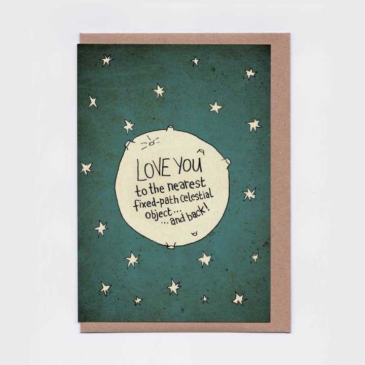 Love You To The Moon Card | Funny Love, Funny Valentine Card for wholesale by The Curious Pancake
