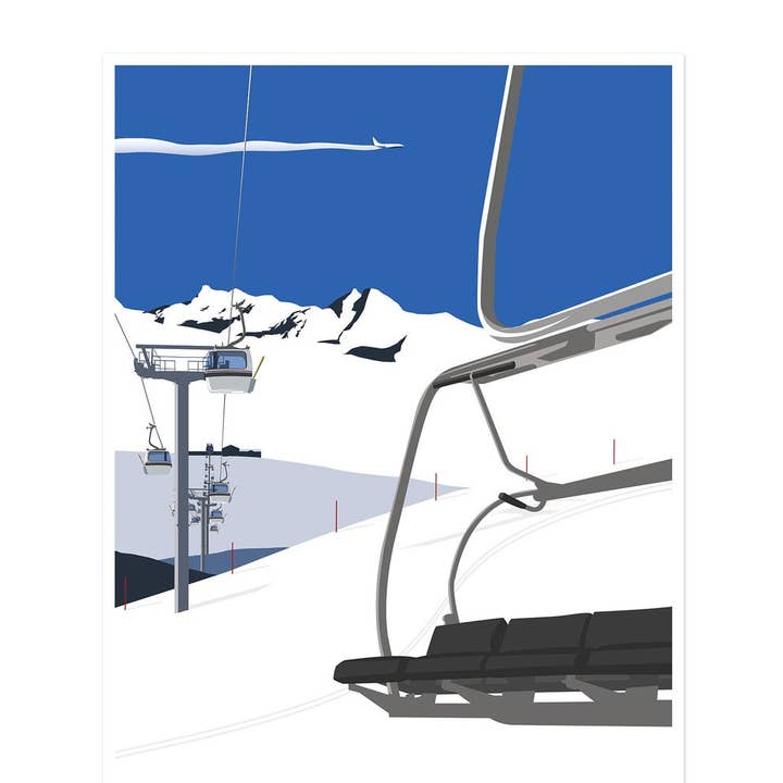 Impressão artística de elevadores de esqui por atacado de Keeler & Sidaway