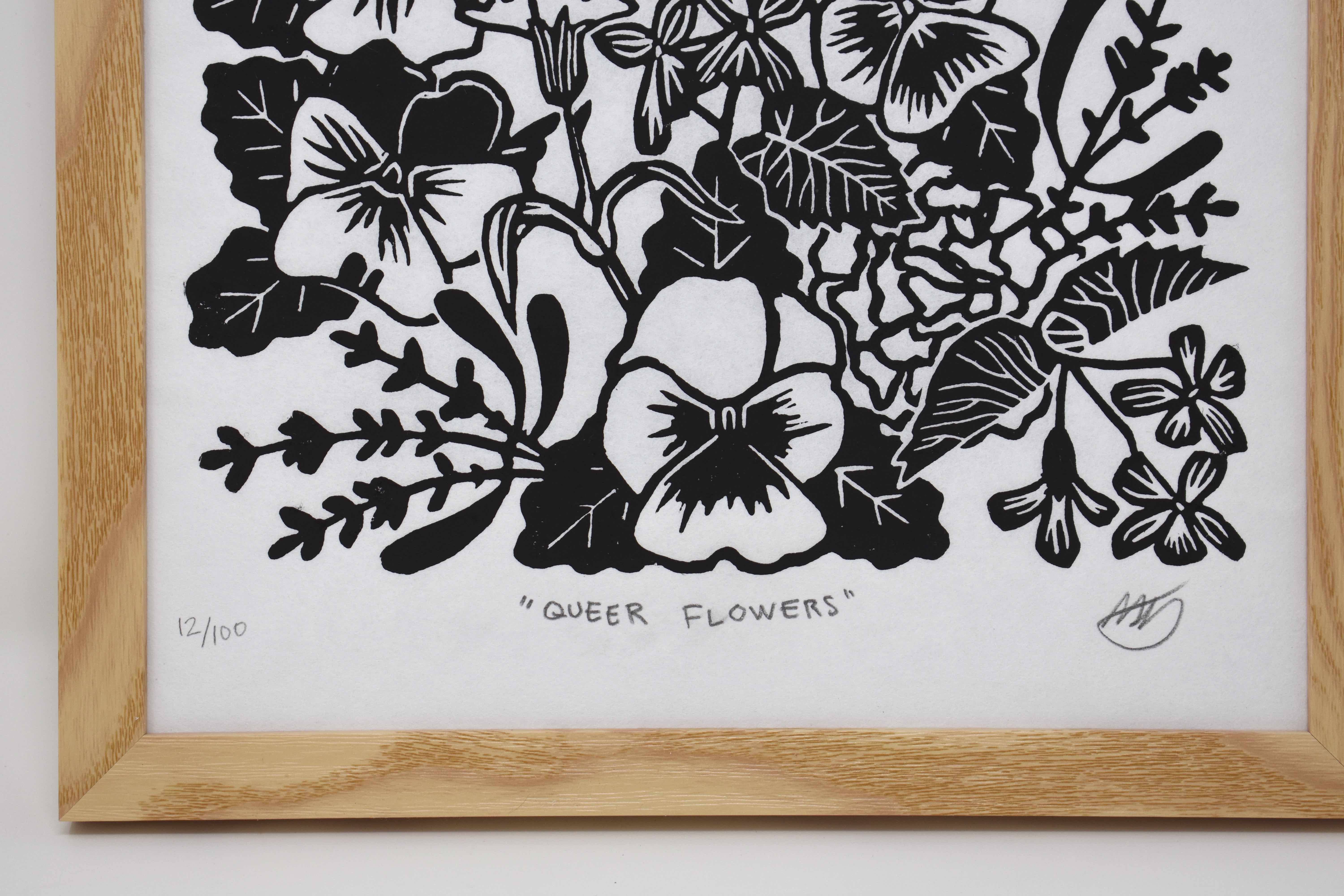 Morganite Press - Wholesale Art Print - Queer Flowers Linocut Print1