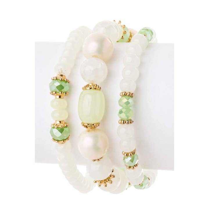 Ensemble de Bracelets Élastiques Iconiques Mix Beads pour la vente par LA Jewelry Plaza