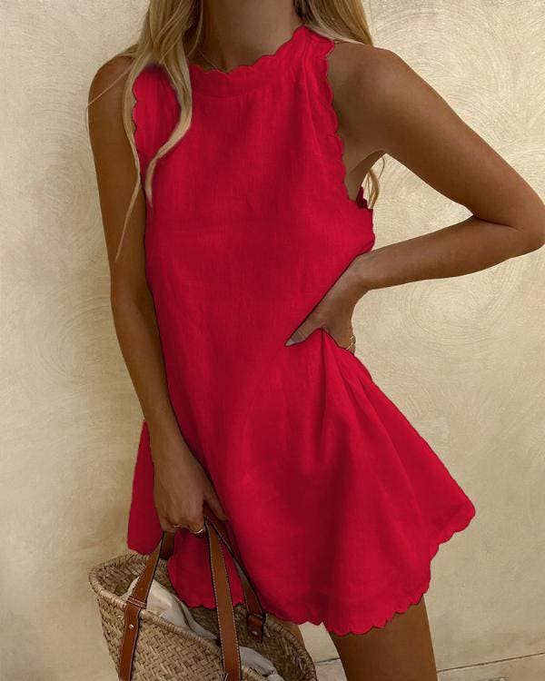 Fashion Combination - Wholesale Blouse - Women's - new scallop trim sleeveless casual dress0